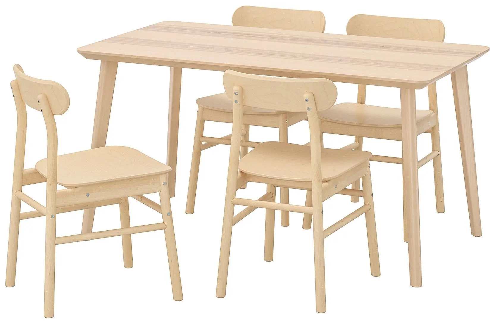 Set masa scaune Ikea Lisabo/Ronninge 140x78cm 1+4 (Furnir frasin/Mesteacan)