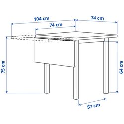 Обеденный набор Ikea Nordviken 74/104x74см 1+2 (Белый) Thumb