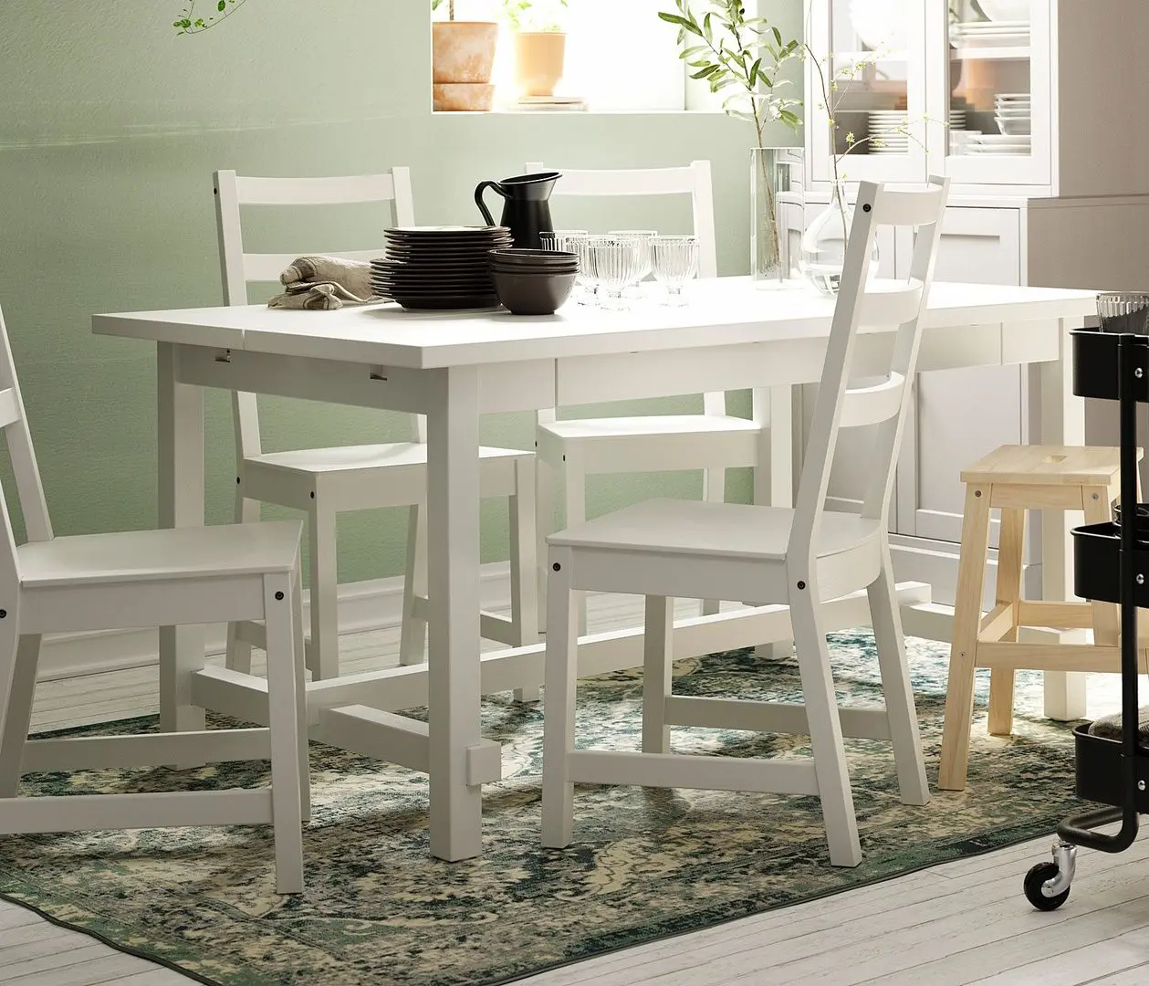 Обеденный набор Ikea Nordviken 152/223x95см 1+4 (Белый)