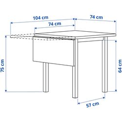 Обеденный набор Ikea Nordviken 74/104x74см 1+2 (Черный) Thumb