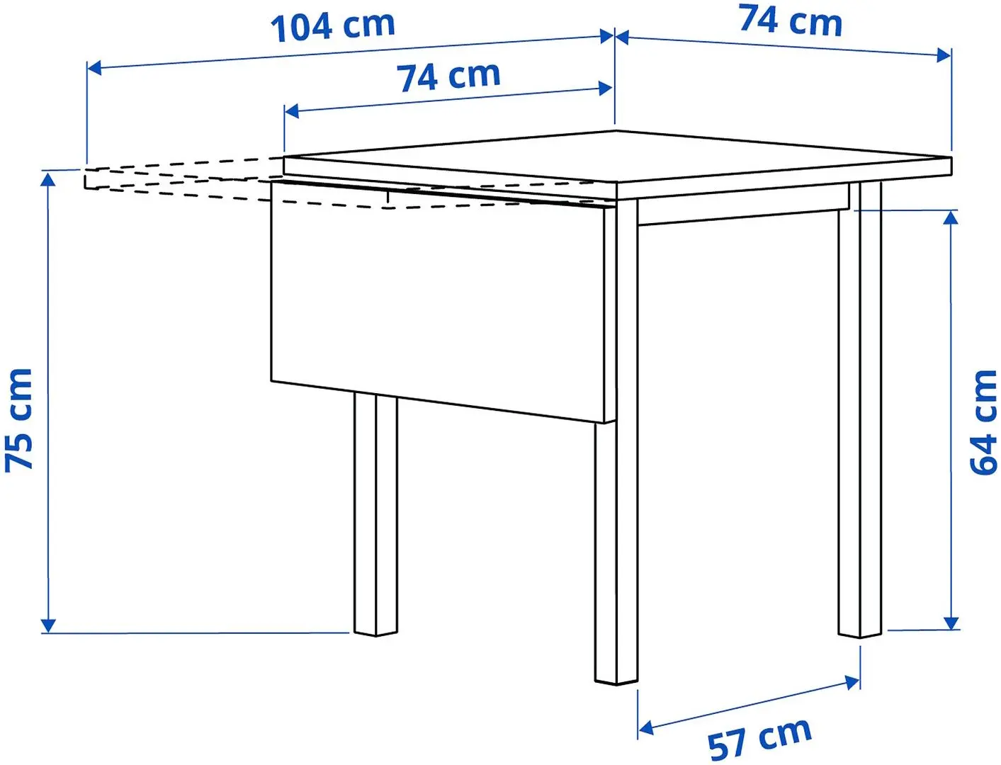 Обеденный набор Ikea Nordviken 74/104x74см 1+2 (Черный)