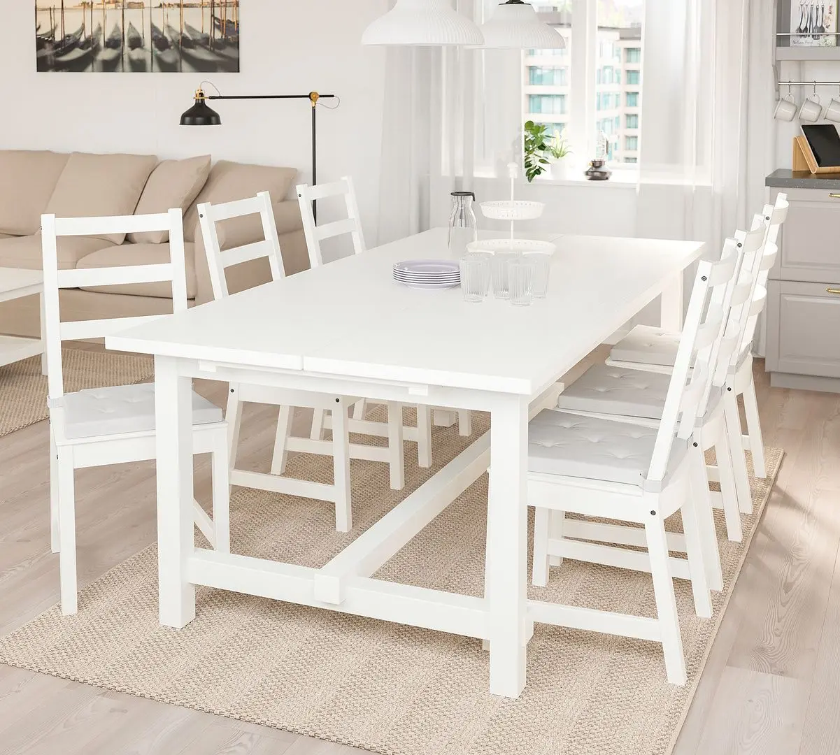 Обеденный набор Ikea Nordviken 210/289x105см 1+6 (Белый)