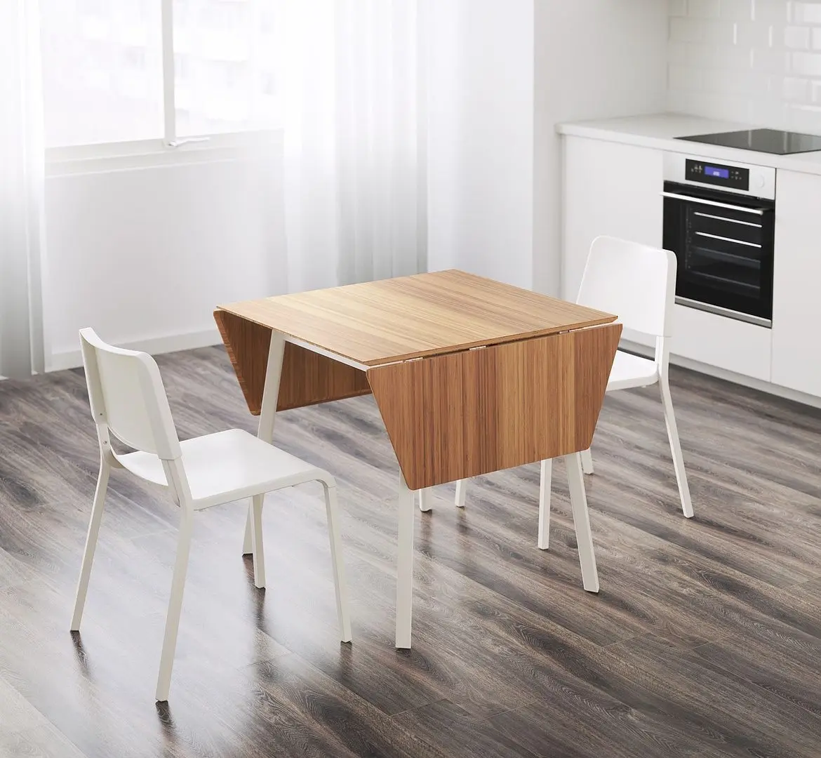 Set masa scaune Ikea PS 2012/Teodores 1+2 (Bambus/Alb)