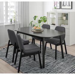 Set masa scaune Ikea Vedbo 160x95cm 1+4 (Negru) Thumb