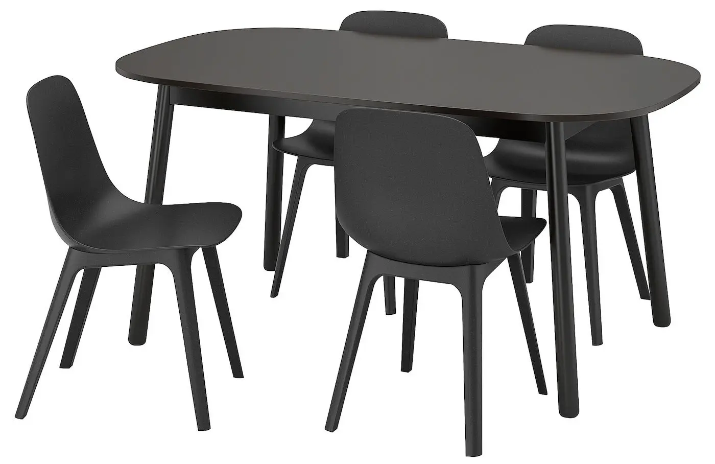 Set masa scaune Ikea Vedbo/Odger 160x95cm 1+4 (Negru/Antracit)