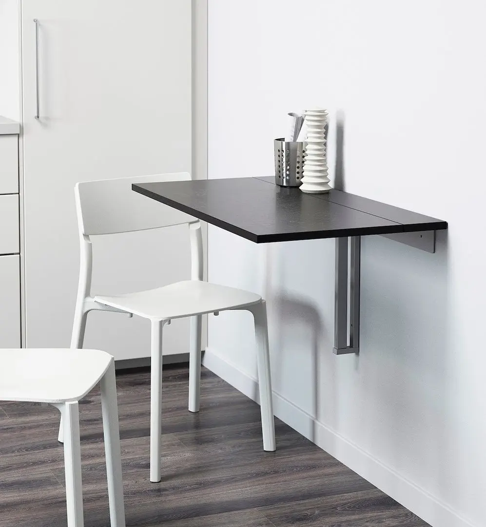 Masa extensibila de perete Ikea Bjursta 90x50cm (Negru-maro)