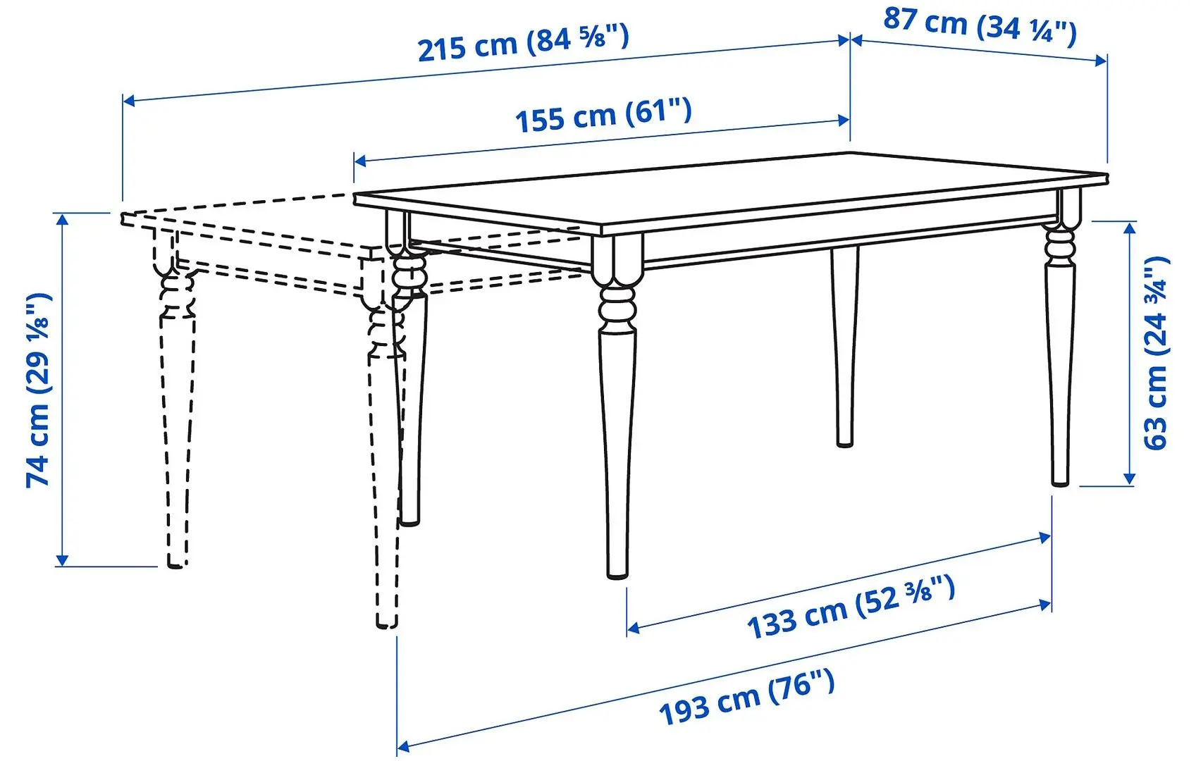 Masa extensibila Ikea Ingatorp 155/215x87cm (Alb)