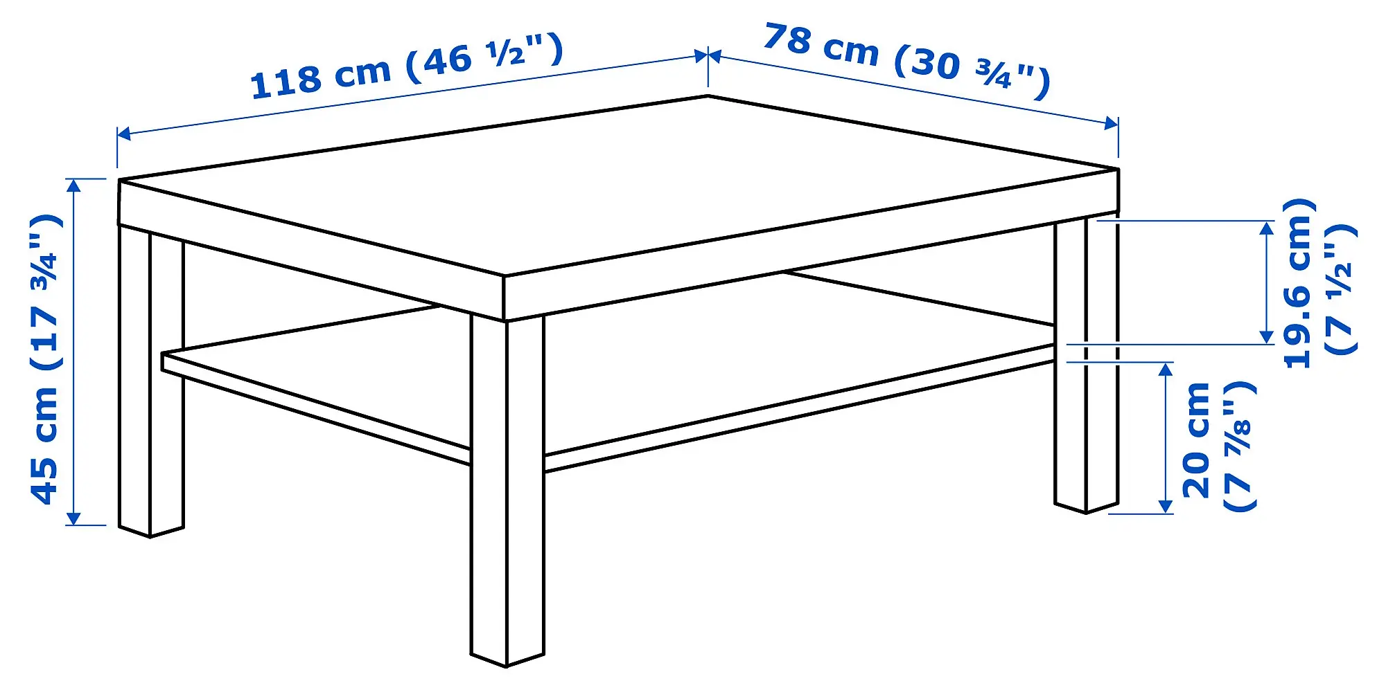 Masa pentru reviste Ikea Lack 118x78 (Aspect Stejar Antichizat)