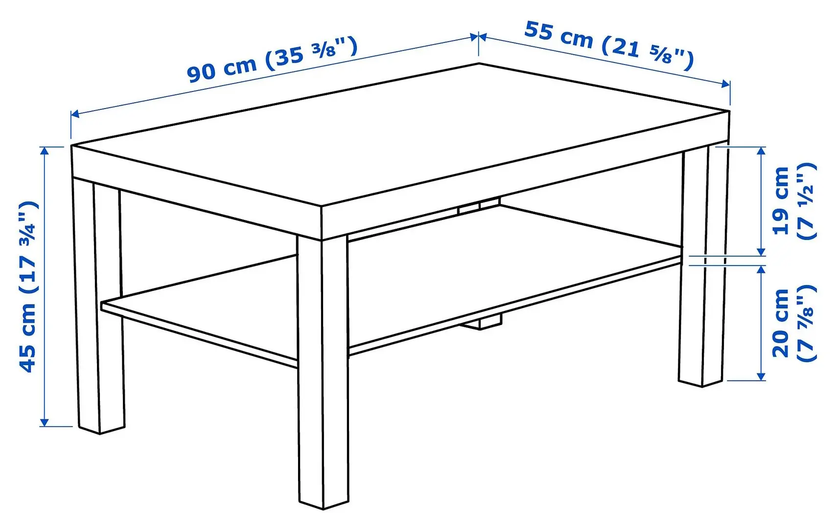 Masa pentru reviste Ikea Lack 90x55 (Negru-maro)