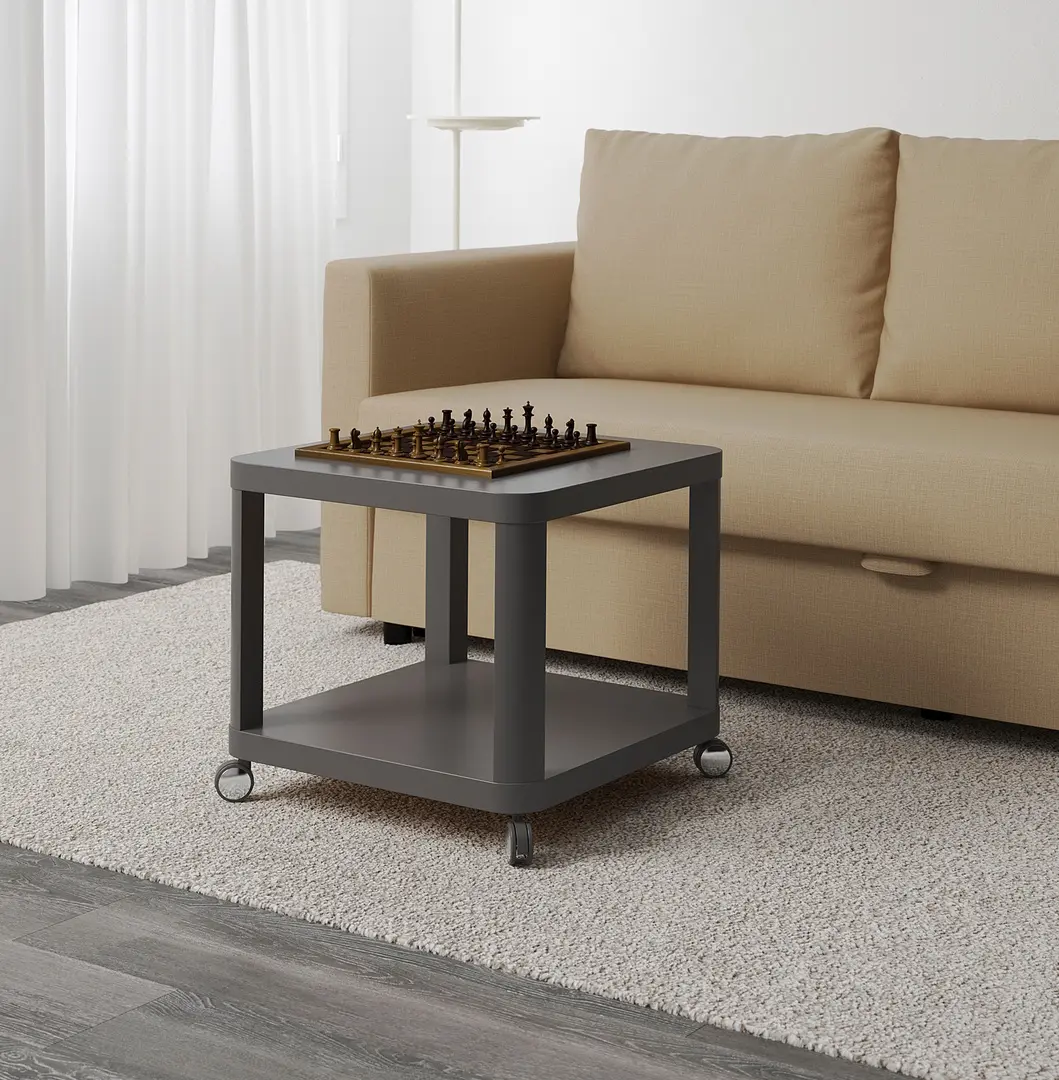 Masa pentru reviste Ikea Tingby 50x50 cu rotile (Gri)
