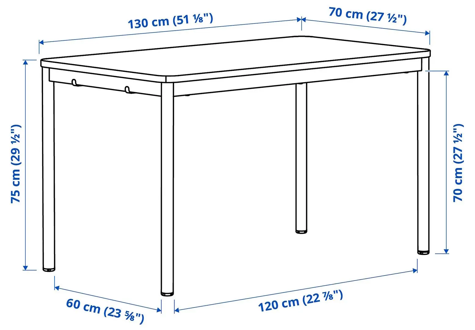 Стол Ikea Tommaryd 130x70см (Дубовый шпон/Белый) - 4
