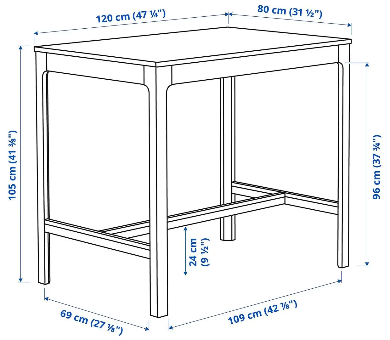 Стол Ikea Ekedalen 120x80x150см (Темно-коричневый)