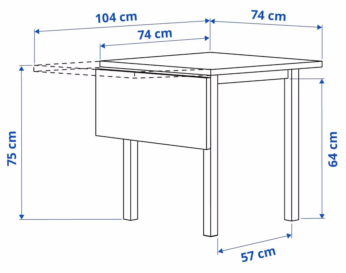 Masa Ikea Nordviken cu extensie plianta 74/104x74cm (Alb)