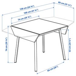 Masa Ikea PS 2012 cu extensie plianta 74/106/138x80cm (Bambus/Alb) Thumb