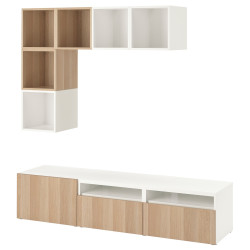 Living Ikea Besta/Eket inchidere lina 180x42x170 (Alb/Stejar antichizat) Thumb