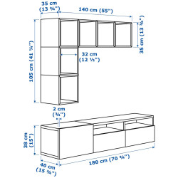 Living Ikea Besta/Eket inchidere lina 180x42x170 (Alb/Stejar antichizat) Thumb
