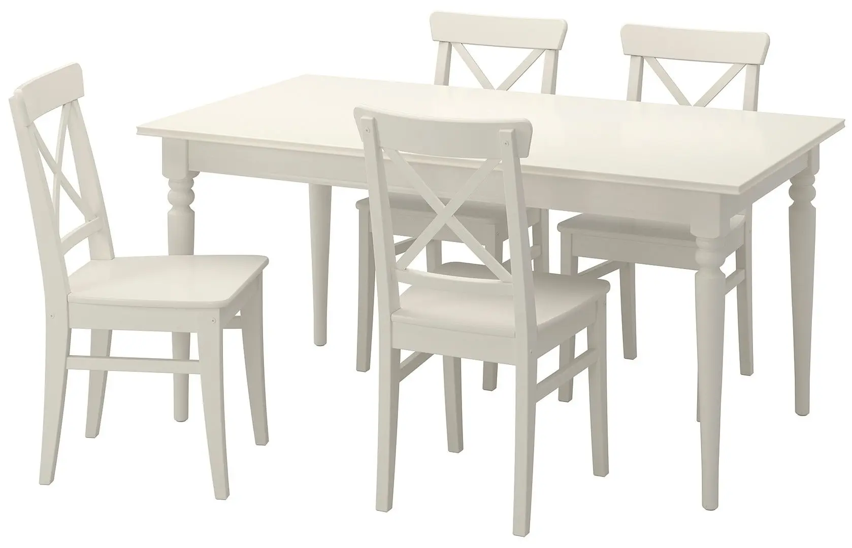 Set masa scaune Ikea Ingatorp/Ingolf 155/215cm 1+4 (Alb)