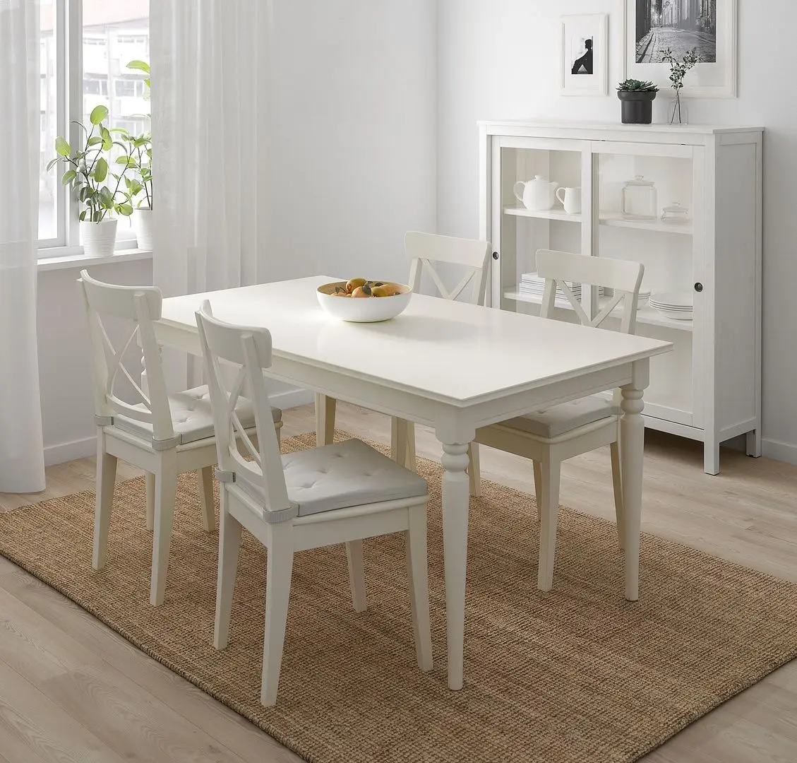 Set masa scaune Ikea Ingatorp/Ingolf 155/215cm 1+4 (Alb)