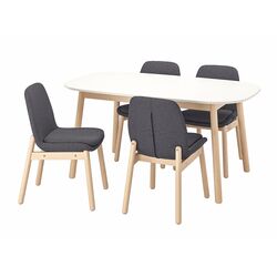Обеденный набор Ikea Vedbo 160x95см 1+4 (Белый/Береза/Серый средний) Thumb