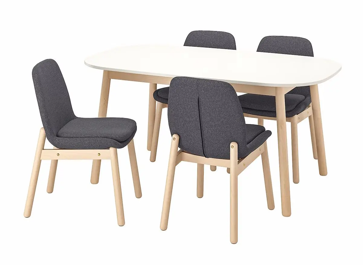 Обеденный набор Ikea Vedbo 160x95см 1+4 (Белый/Береза/Серый средний) - 2