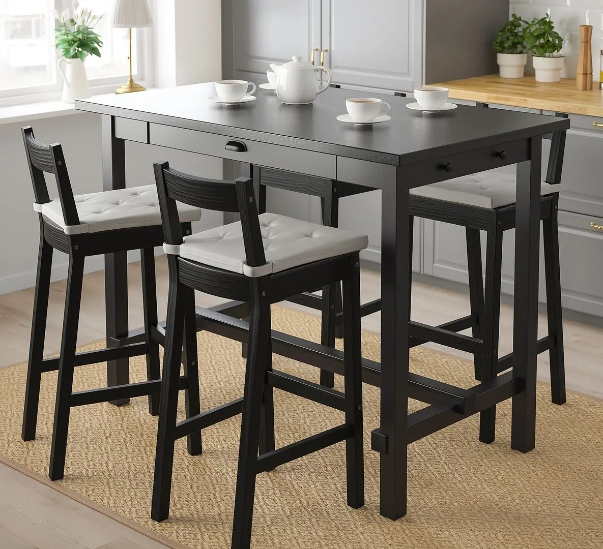 Обеденный набор Ikea Nordviken 1+4 (Черный)