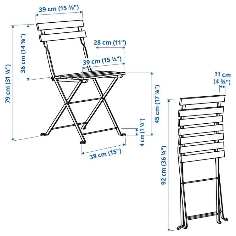 Set mobilier de gradina Ikea Tarno 4 scaune (Negru/Maro deschis) - 8