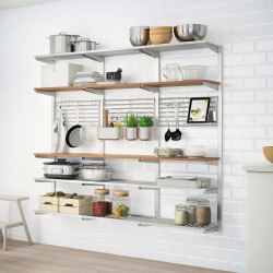 Etajera suspendata Ikea Kungsfors polita/gratar (Inox/Frasin)