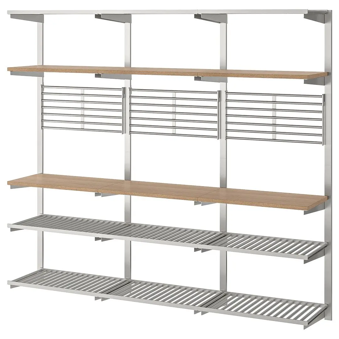 Etajera suspendata Ikea Kungsfors polita/gratar (Inox/Frasin) - 2