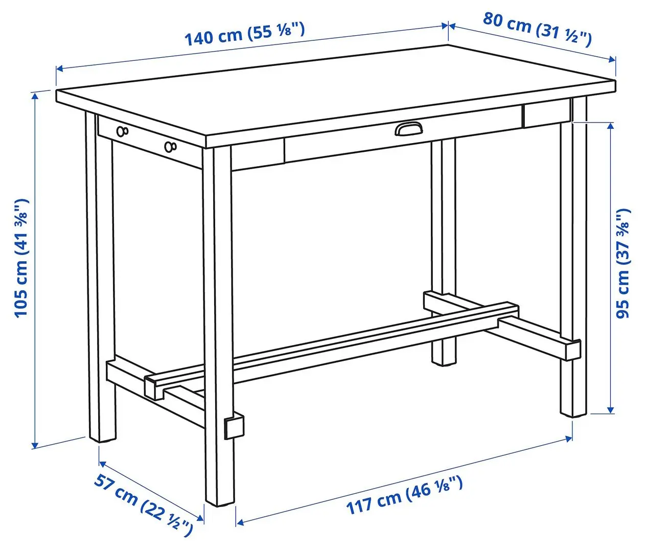 Masa Ikea Nordviken 140x80x105cm (Alb)