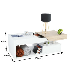 Журнальный столик Mobhaus Melida (White Extra High Gloss/Sonoma Oak) Thumb