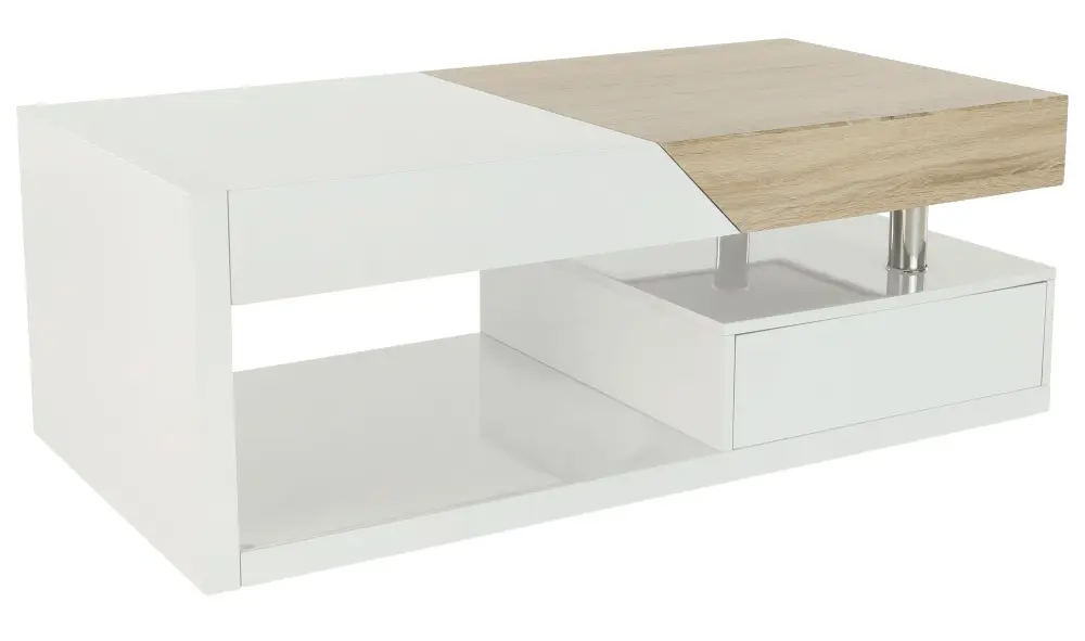 Журнальный столик Mobhaus Melida (White Extra High Gloss/Sonoma Oak)