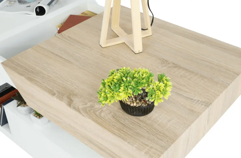 Журнальный столик Mobhaus Melida (White Extra High Gloss/Sonoma Oak)