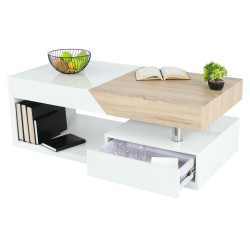 Журнальный столик Mobhaus Melida (White Extra High Gloss/Sonoma Oak) Thumb