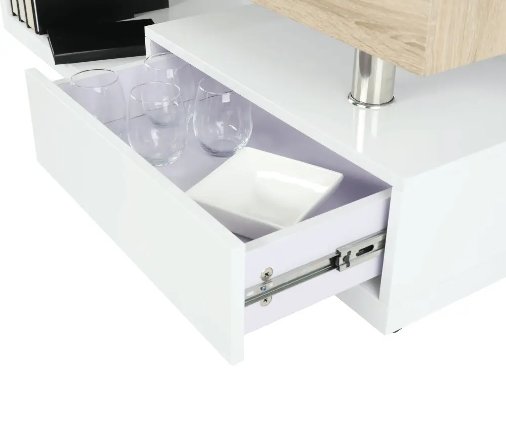 Журнальный столик Mobhaus Melida (White Extra High Gloss/Sonoma Oak)