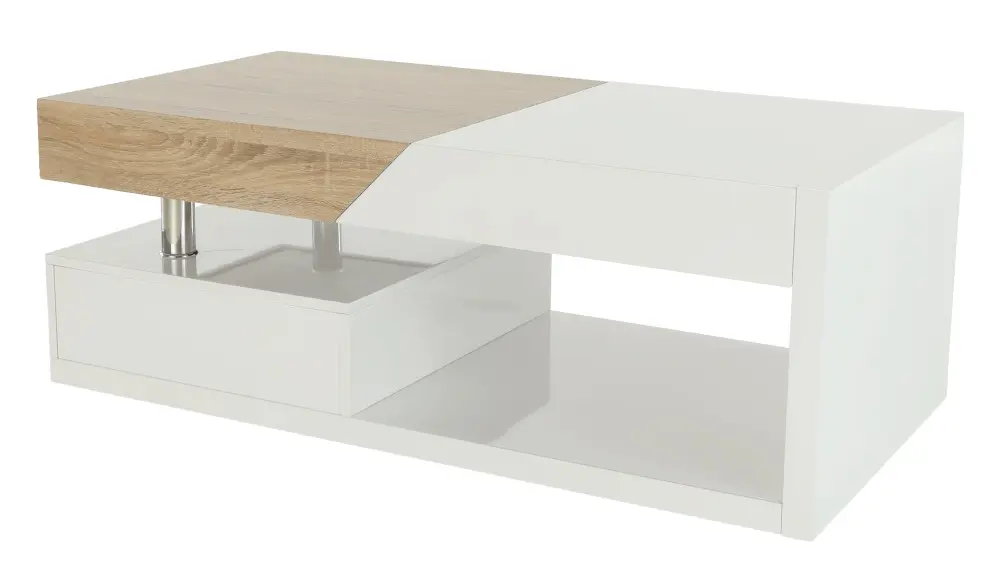 Журнальный столик Mobhaus Melida (White Extra High Gloss/Sonoma Oak)