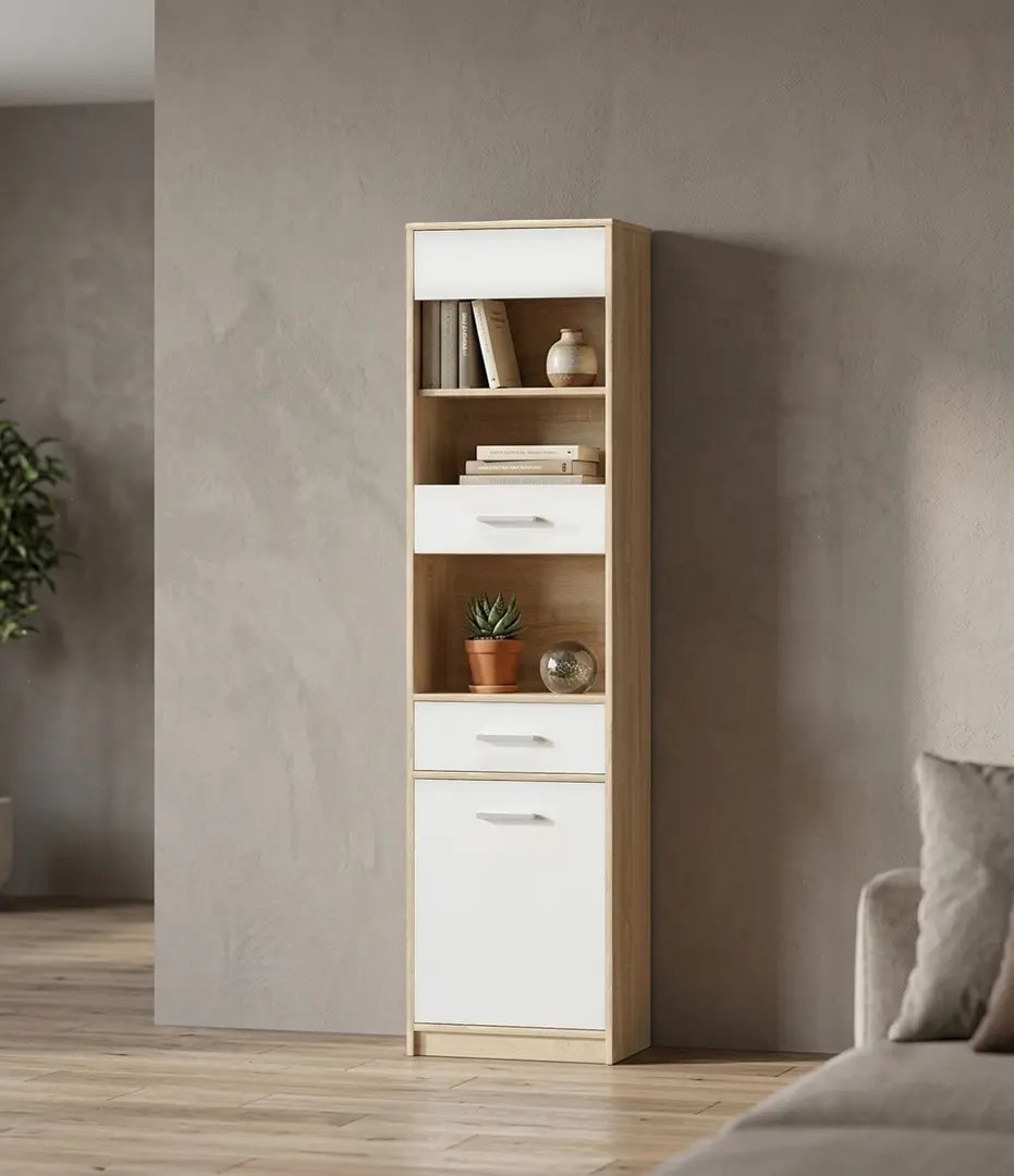 Витрина Tempo Kondela Teyo 1D1W1S (White/Sonoma Oak)