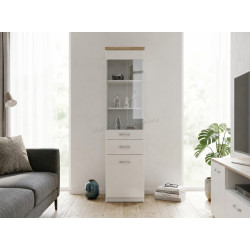 Пенал-витрина Tempo Kondela Topty Typ 03 1D1W1S (White/Sonoma Oak)