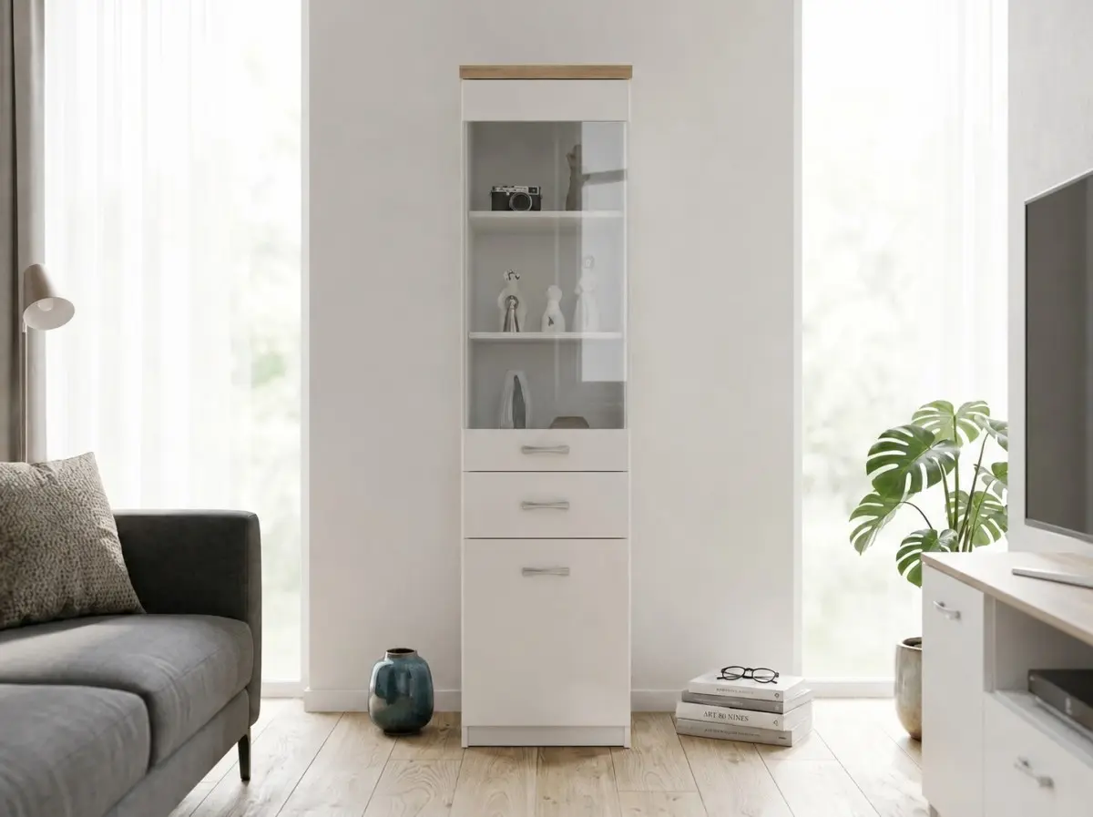 Penal-vitrina Tempo Kondela Topty Typ 03 1D1W1S (White/Sonoma Oak)