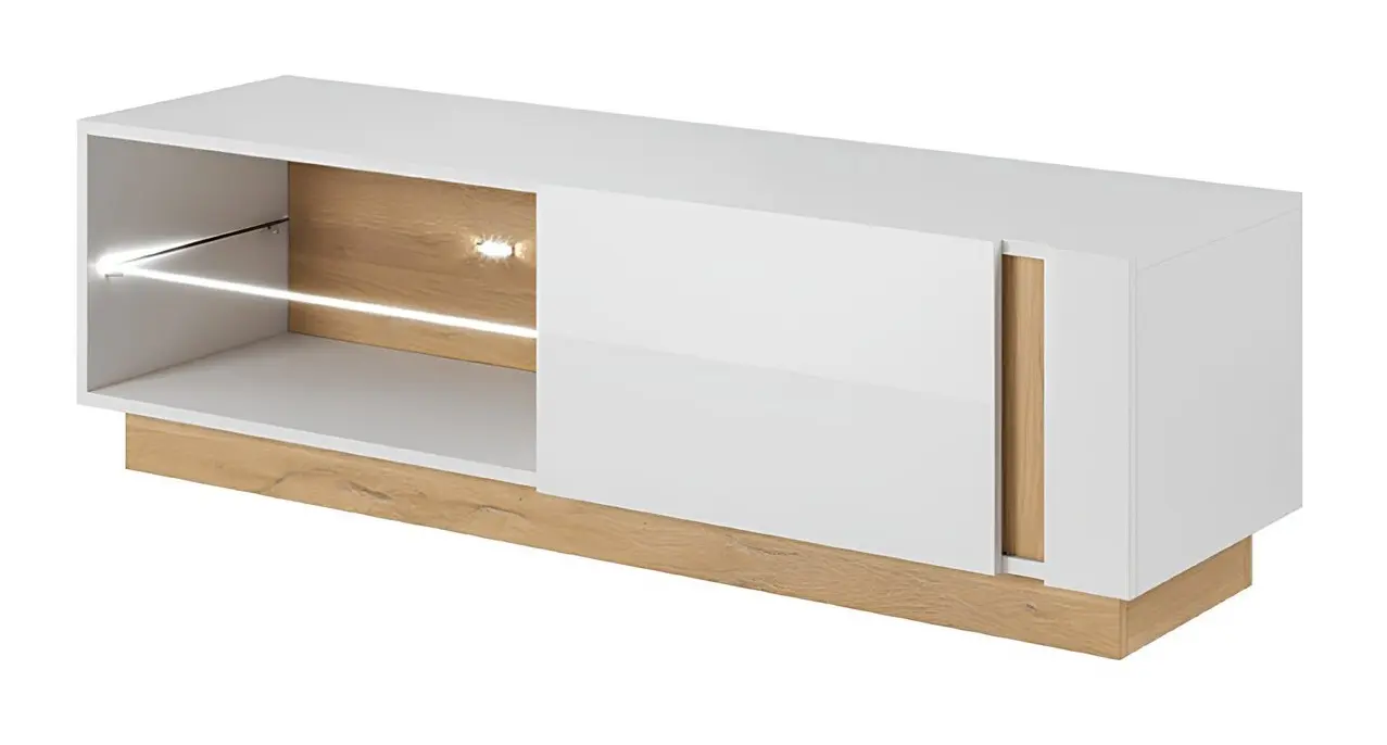 Тумба РТВ Tempo Kondela City 138 (White/Grandson Oak/White Gloss) - 3