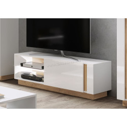 Тумба РТВ Tempo Kondela City 138 (White/Grandson Oak/White Gloss)