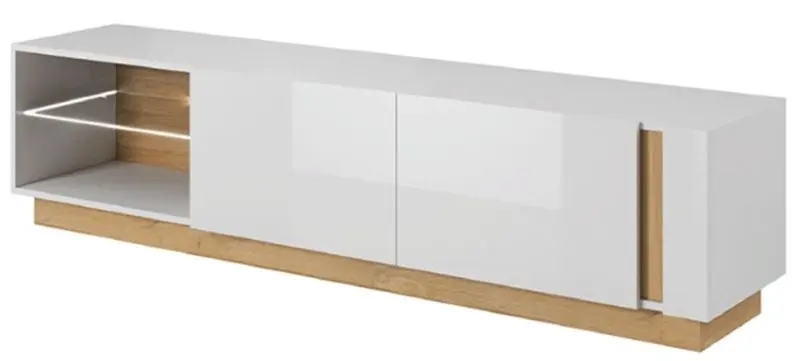 Тумба РТВ Tempo Kondela City 187 (White/Grandson Oak/White Gloss) - 3