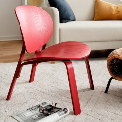 Scaun Ikea Froset (Vopsit Roşu/Furnir Stejar)