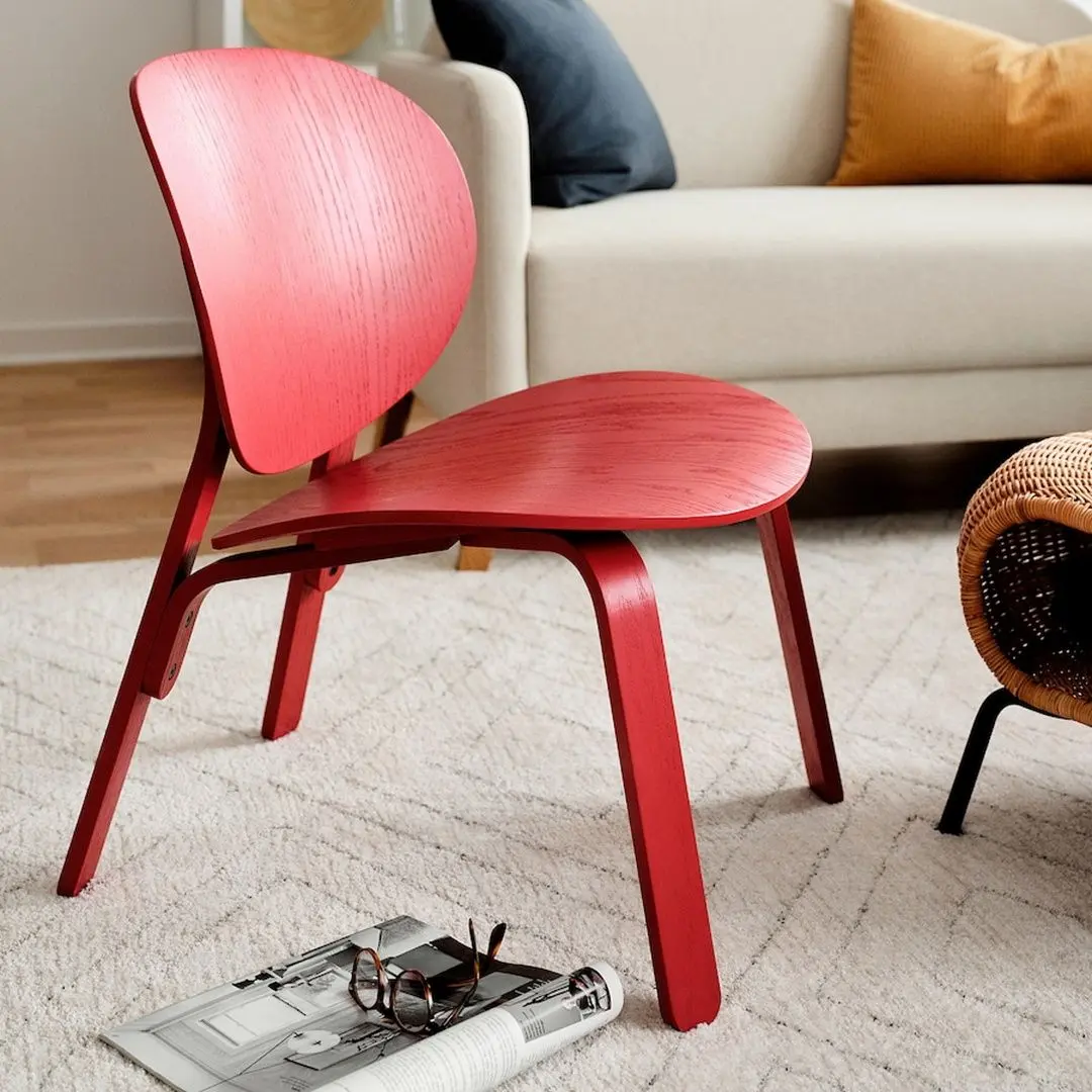 Scaun Ikea Froset (Vopsit Roşu/Furnir Stejar)