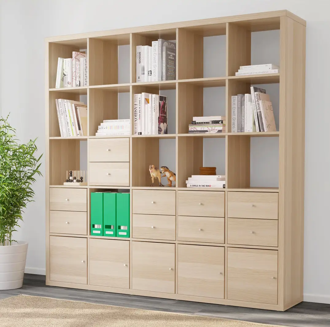 Стеллаж Ikea Kallax с 10 вставками 182x182 (Дуб)
