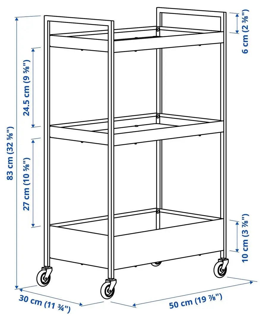 Masa de servit Ikea Nissafors 50.5x30x83cm (Negru)