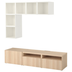 Living Ikea Besta/Eket inchidere lina 180x40x170 (Stejar antichizat/Alb) Thumb