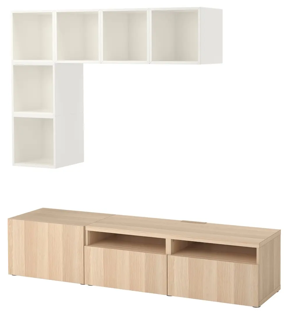Living Ikea Besta/Eket inchidere lina 180x40x170 (Stejar antichizat/Alb)