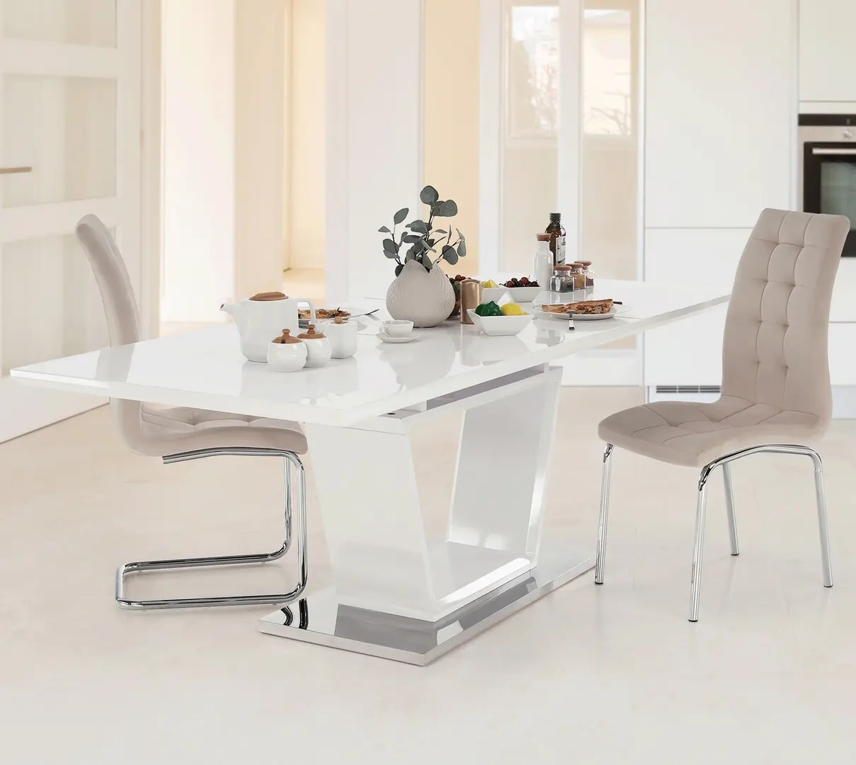 Masa extensibila Mobhaus Perak (White Extra High Gloss)