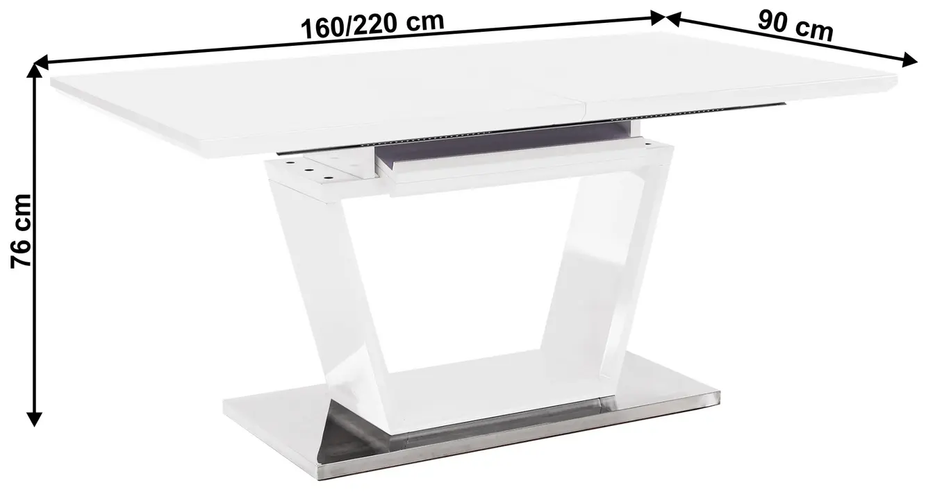 Masa extensibila Mobhaus Perak (White Extra High Gloss)