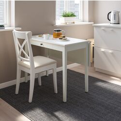 Обеденный набор Ikea Idanas/Ingolf/Hallarp 1+1 (Белый/Бежевый)